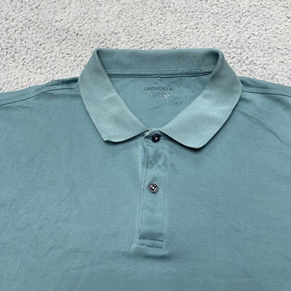UNTUCKit Shirt Mens XXL Polo Golf Blue Short Sleeve Stretch Collared Cotton - Picture 2 of 16
